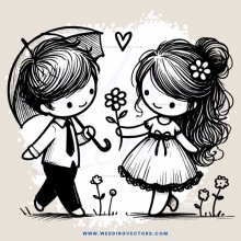boy and girl flower posing