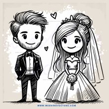 a bride and groom in black and white