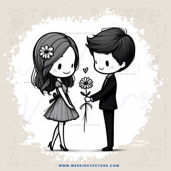 boy and girl sharing flowers