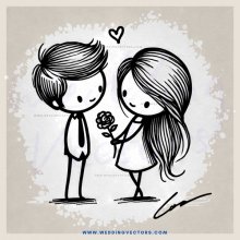 boy and girl cartoon sketching together