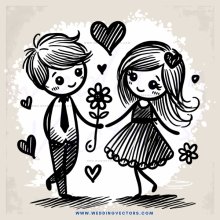 a boy and girl holding hands