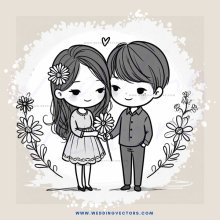 two people with flowers on their heads standing together in a picture frame