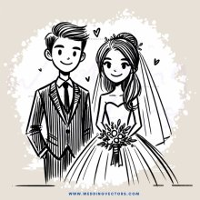 a wedding illustration in black and white