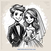 a bride and groom in black and white