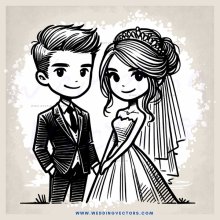 a bride and groom in black and white