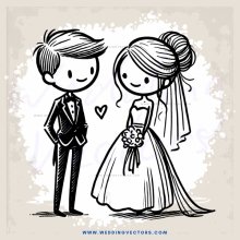bride and groom holding hands and flowers