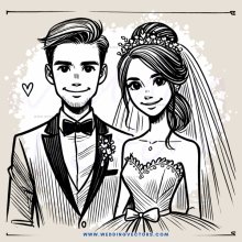 the newlywed couple's happy picture