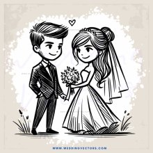 a bride and groom in black and white