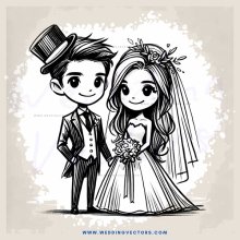 a cartoon couple getting married