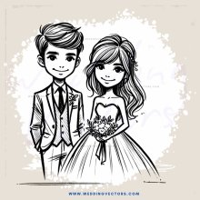 bride and groom in black and white