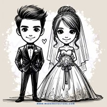 bride and groom in black and white