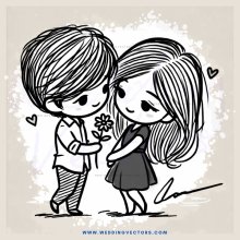 a boy and girl with flowers