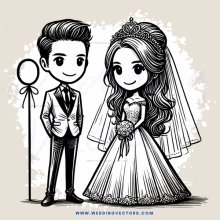 a wedding bride and groom from a cartoon
