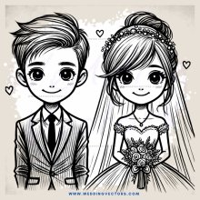 a bride and groom in black and white