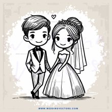 wedding couple cartoon illustration
