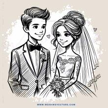 a wedding couple in black and white
