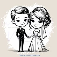 a couple in black and white wedding attire