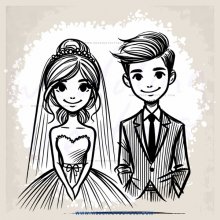 wedding portrait of couple with flowers on head