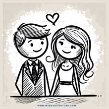 a couple in black and white illustration with hearts