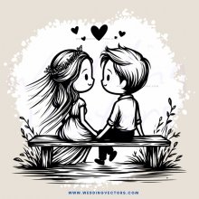 couple sitting on bench, smiling and laughing