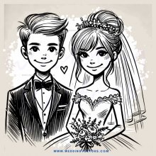 a couple at their wedding