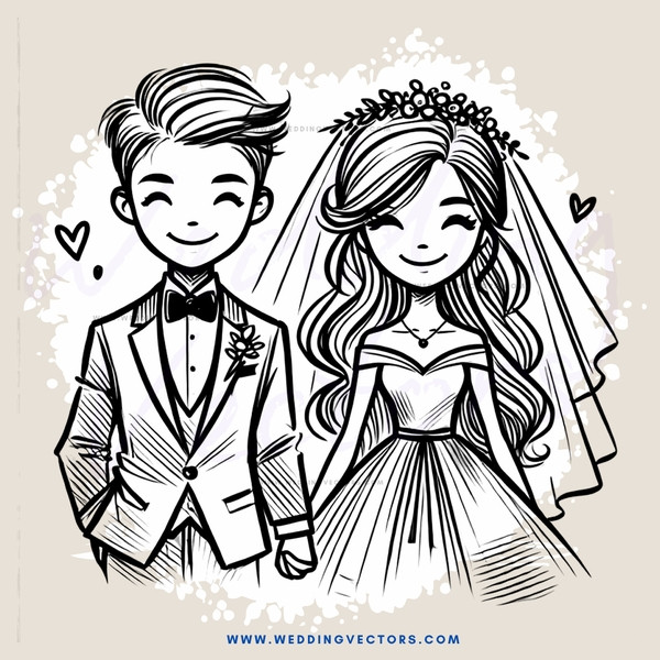 wedding couple pair cartoon picture, drawing