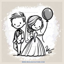 bride and groom with ballon
