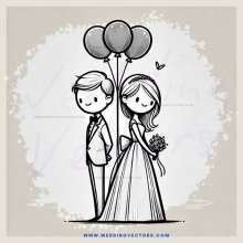 a couple holding hands under balloons