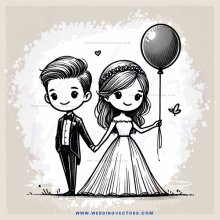 a couple holds hands and balloons