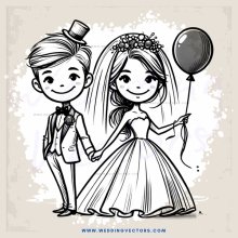 a boy and girl getting married in a cartoon drawing