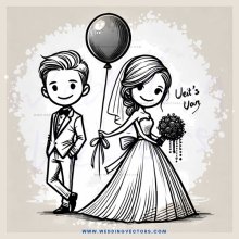 bride and groom with balloon buster