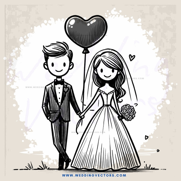 a bride and groom share a heart