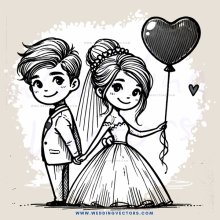 a boy and girl on their wedding day