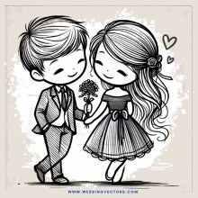 a young couple exchanging flowers