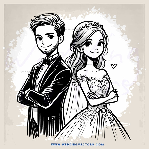 a couple in wedding attire posing for their picture