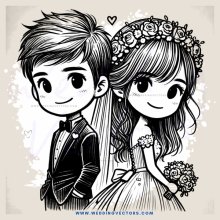 young couple in wedding attire