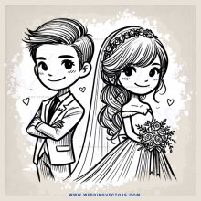 a bride and groom with roses