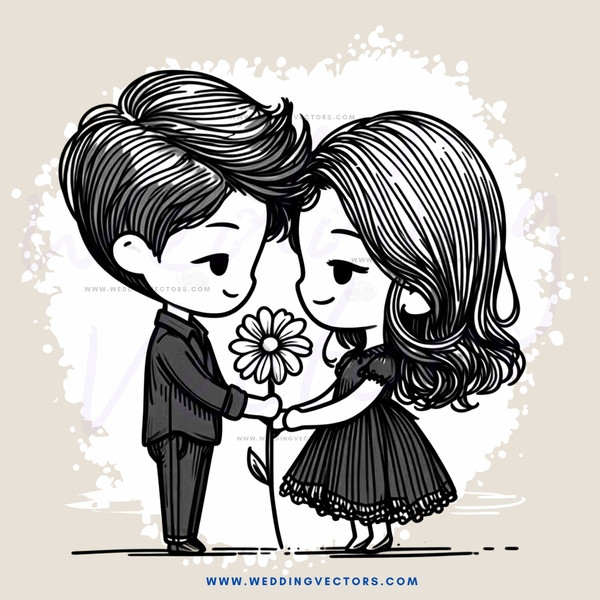 a couple holding hands with a flower