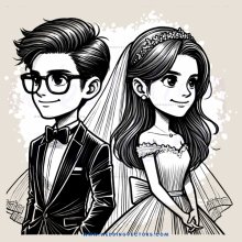 a boy and girl in wedding attire