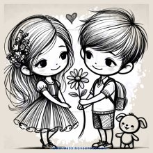 a boy holding a flower for his mother