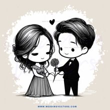 a couple exchanging flowers