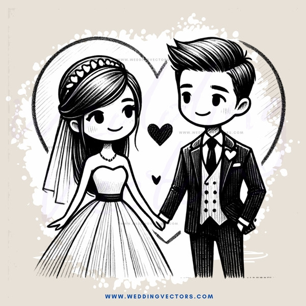 a boy and girl are hugging with hearts over their heads