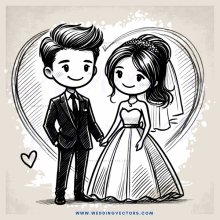 a bride and groom in black and white