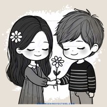 two children holding flowers