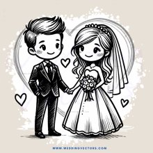 a black and white wedding illustration