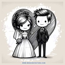 a bride and groom holding hands inside a heart shape