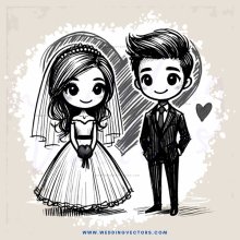 the bride and groom drawing in black and white