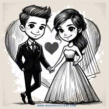 a couple in black and white cartoon style