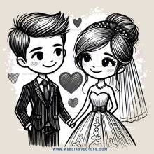 a young couple on their wedding day