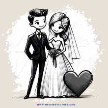 a boy and girl standing with hearts